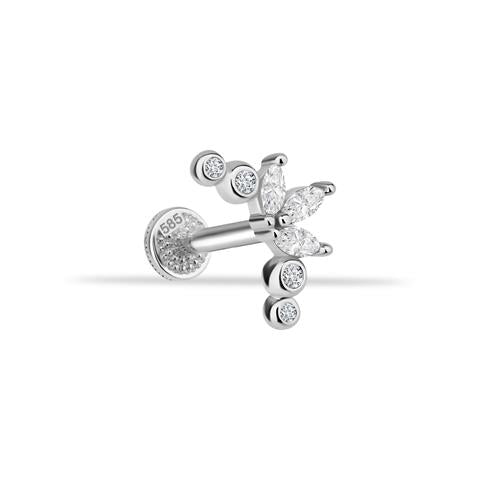 Dianora Piercing-14 Ayar Altın Markis Taşlı Tragus Piercing-Tragus Piercing-3-Milagron.com