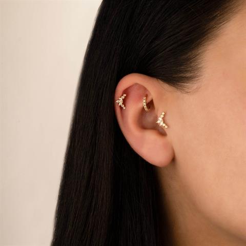 Dianora Piercing-14 Ayar Altın Markis Taşlı Tragus Piercing-Tragus Piercing-7-Milagron.com