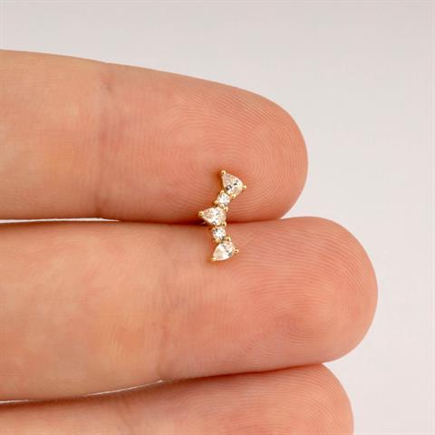 Dianora Piercing-14 Ayar Altın Markis Taşlı Tragus Piercing-Tragus Piercing-7-Milagron.com