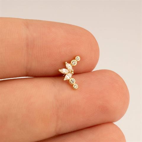 Dianora Piercing-14 Ayar Altın Markis Taşlı Tragus Piercing-Tragus Piercing-8-Milagron.com
