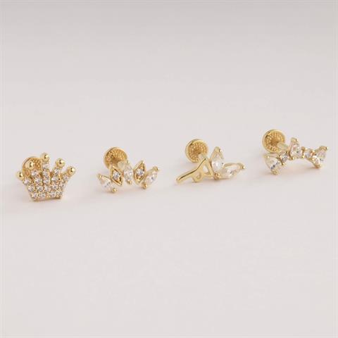 Dianora Piercing-14 Ayar Altın Markis Taşlı Tragus Piercing-Tragus Piercing-9-Milagron.com