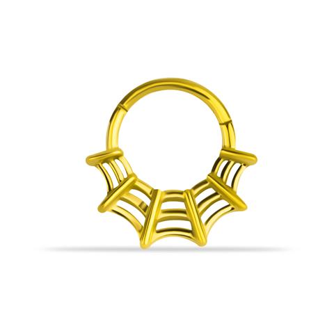 14 Ayar Altın Örümcek Ağı Motifli Minimal Halka Piercing