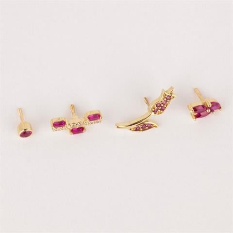 Dianora Piercing-14 Ayar Altın Pembe Baget Taşlı Minimal Tragus Piercing-Tragus Piercing-9-Milagron.com