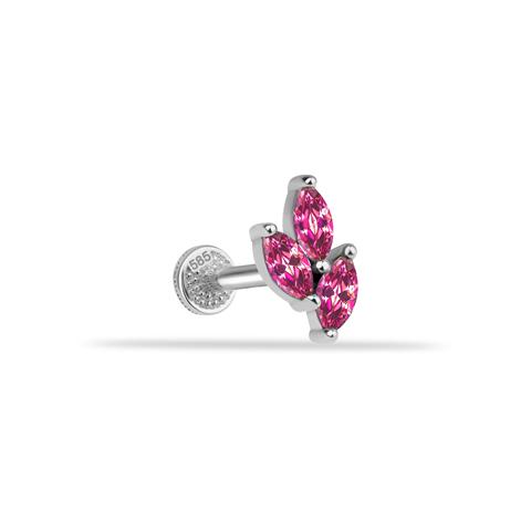 Dianora Piercing-14 Ayar Altın Pembe Markis Taşlı Minimal Tragus Piercing-Tragus Piercing-3-Milagron.com