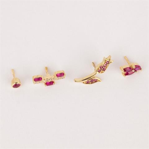 Dianora Piercing-14 Ayar Altın Pembe Markis Taşlı Minimal Tragus Piercing-Tragus Piercing-7-Milagron.com