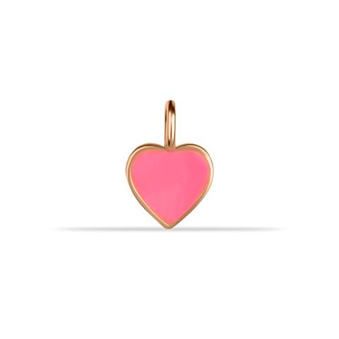 14 Ayar Altın Pembe Mineli Kalp Motifli Minimal Charm