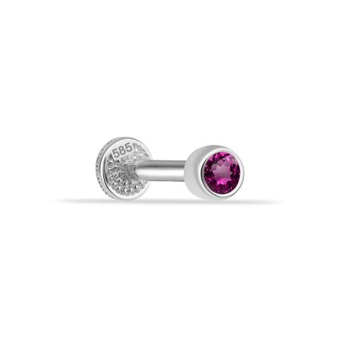 Dianora Piercing-14 Ayar Altın Pembe Tektaşlı Minimal Tragus Piercing-Tragus Piercing-3-Milagron.com