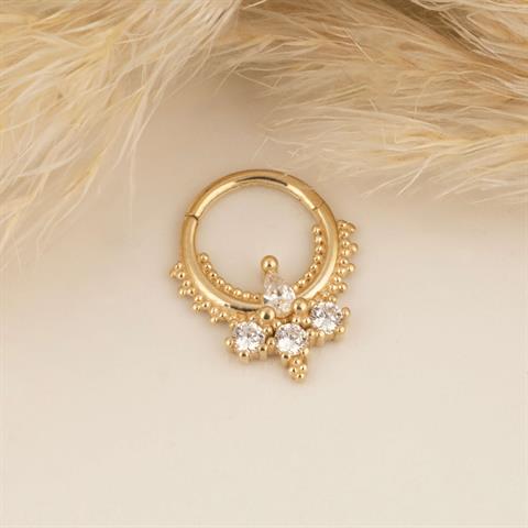 14 Ayar Altın Regina Minimal Halka Piercing
