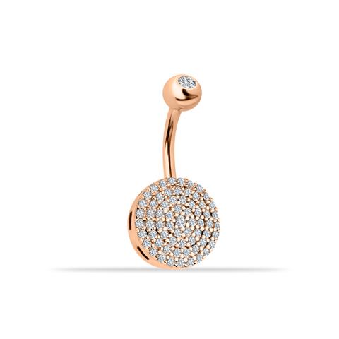 14 Ayar Altın Sıra Taşlı Daire Göbek Piercing
