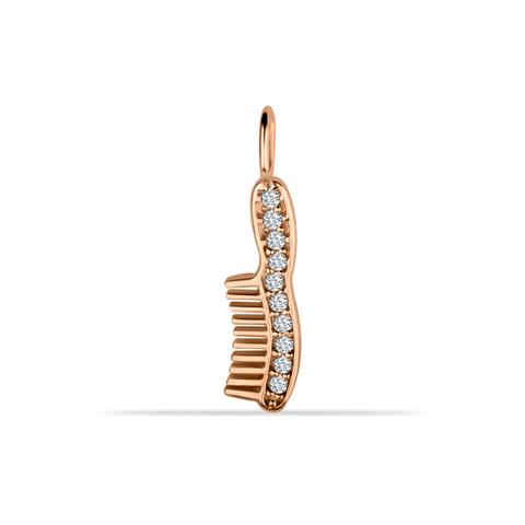 14 Ayar Altın Tarak Motifli Minimal Charm