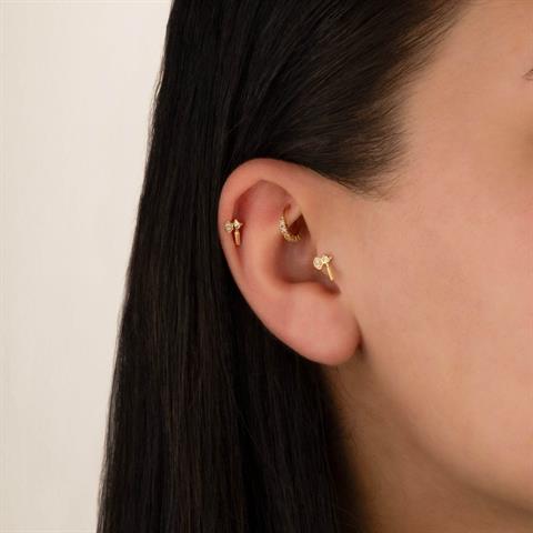 Dianora Piercing-14 Ayar Altın Taşlı Balta Helix Kıkırdak Piercing-Helix Piercing-4-Milagron.com