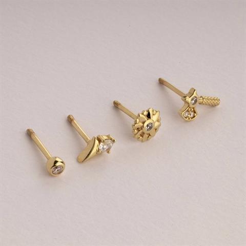 Dianora Piercing-14 Ayar Altın Taşlı Balta Helix Kıkırdak Piercing-Helix Piercing-9-Milagron.com