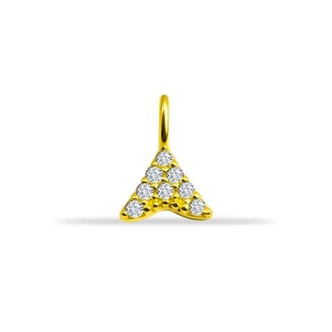 14 Ayar Altın Taşlı Boomerang Motifli Minimal Charm