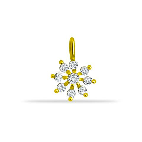 14 Ayar Altın Taşlı Çiçek Motifli Minimal Charm