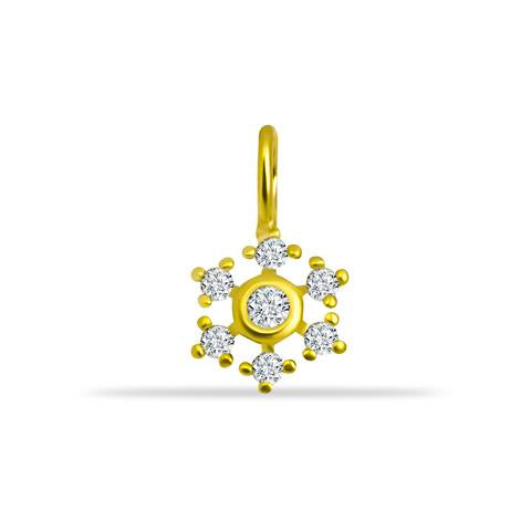 14 Ayar Altın Taşlı Çiçek Motifli Minimal Charm