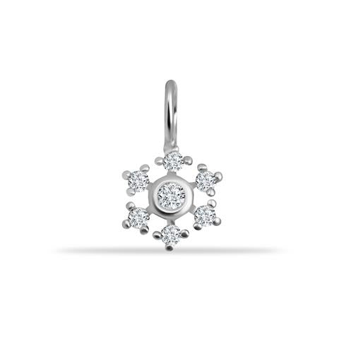 14 Ayar Altın Taşlı Çiçek Motifli Minimal Charm