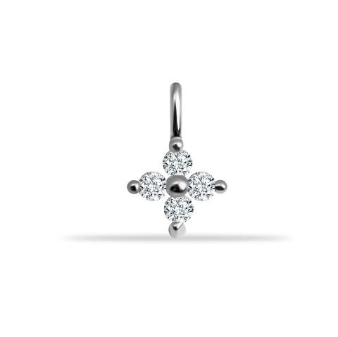 14 Ayar Altın Taşlı Çiçek Motifli Minimal Charm