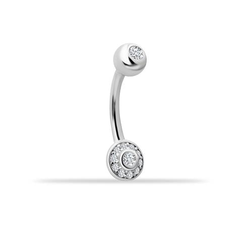 14 Ayar Altın Taşlı Daire Motifli Göbek Piercing