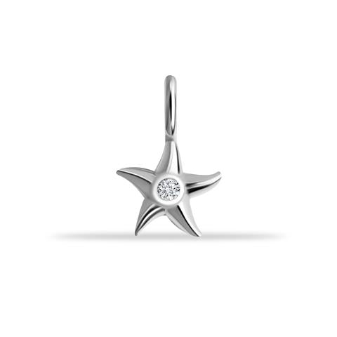 14 Ayar Altın Taşlı Deniz Yıldızı Motifli Minimal Charm