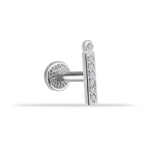 Dianora Piercing-14 Ayar Altın Taşlı Düz İ Harfi Tragus Piercing-Tragus Piercing-2-Milagron.com