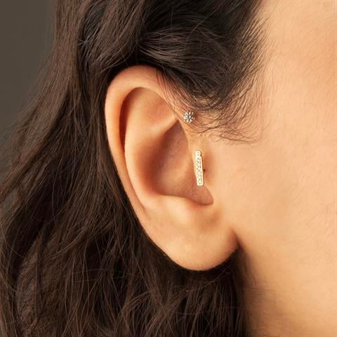 Dianora Piercing-14 Ayar Altın Taşlı Düz İ Harfi Tragus Piercing-Tragus Piercing-4-Milagron.com