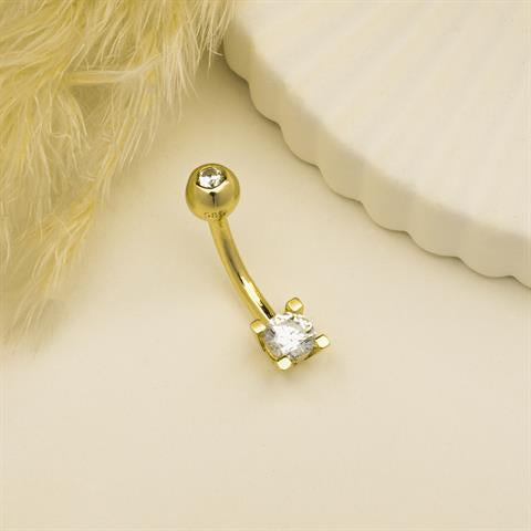 14 Ayar Altın Taşlı Göbek Piercing