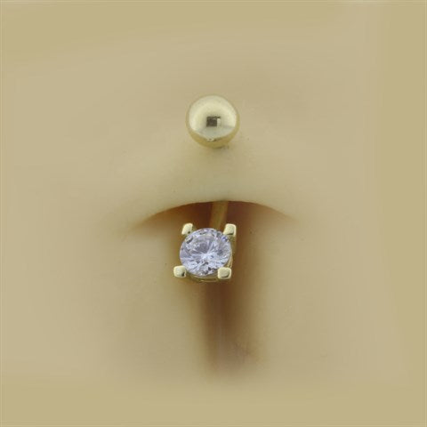 14 Ayar Altın Taşlı Göbek Piercing