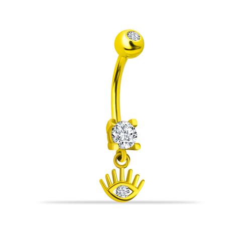 14 Ayar Altın Taşlı Göz Sallantılı Göbek Piercing