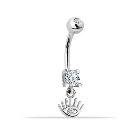 14 Ayar Altın Taşlı Göz Sallantılı Göbek Piercing