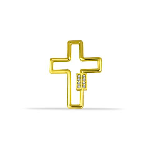 14 Ayar Altın Taşlı Haç Charm Kilidi Carabiner