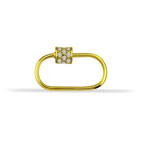 14 Ayar Altın Taşlı İnce Charm Kilidi Carabiner - 0