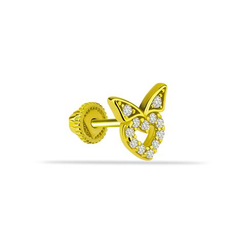 Dianora Piercing-14 Ayar Altın Taşlı Kalp Helix Kıkırdak Piercing-Helix Piercing-1-Milagron.com