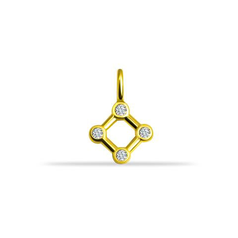 14 Ayar Altın Taşlı Kare Motifli Minimal Charm
