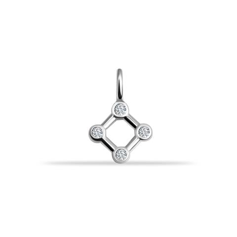 14 Ayar Altın Taşlı Kare Motifli Minimal Charm