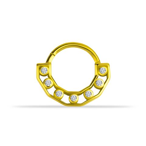 14 Ayar Altın Taşlı Köşeli Minimal Halka Piercing