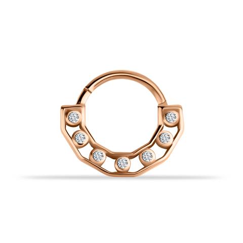 14 Ayar Altın Taşlı Köşeli Minimal Halka Piercing
