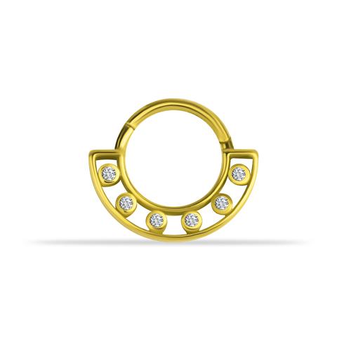 14 Ayar Altın Taşlı Minimal Halka Piercing