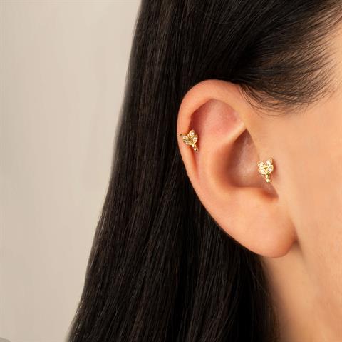 Dianora Piercing-14 Ayar Altın Taşlı Minimal Tragus Piercing-Tragus Piercing-4-Milagron.com