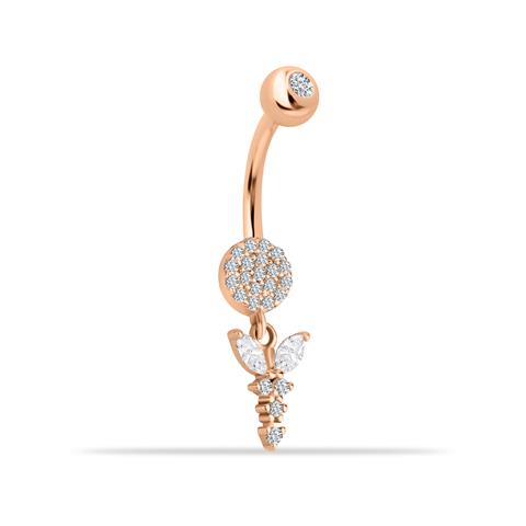 14 Ayar Altın Taşlı Sallantılı Göbek Piercing - 0