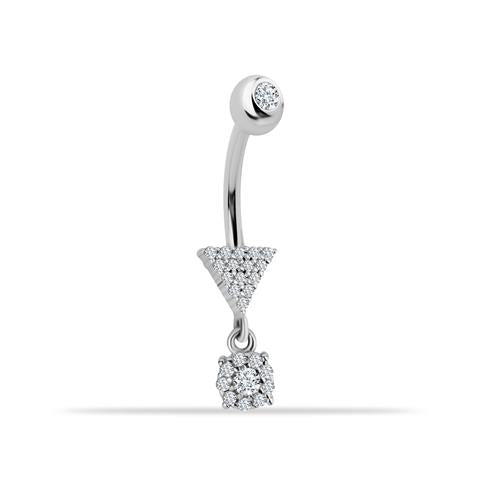 14 Ayar Altın Taşlı Sallantılı Göbek Piercing - 1