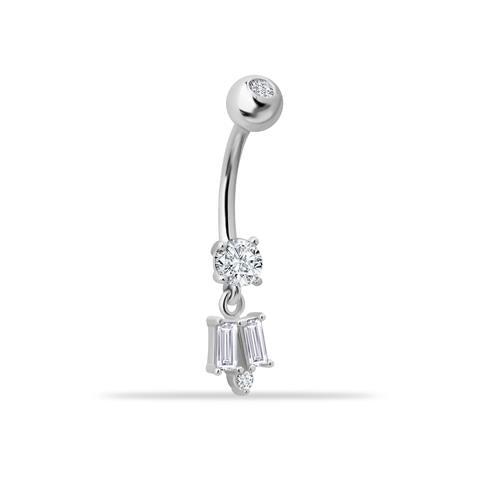 14 Ayar Altın Taşlı Sallantılı Göbek Piercing