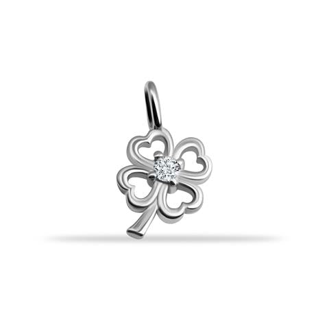 14 Ayar Altın Taşlı Şans Yoncası Motifli Minimal Charm - 2