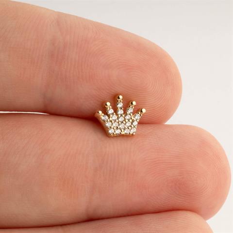 Dianora Piercing-14 Ayar Altın Taşlı Taç Helix Kıkırdak Piercing-Helix Piercing-5-Milagron.com