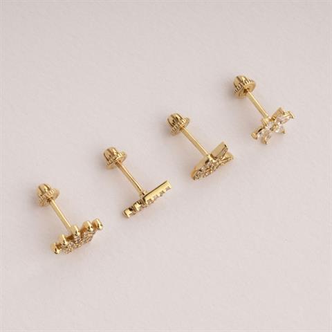 Dianora Piercing-14 Ayar Altın Taşlı Taç Helix Kıkırdak Piercing-Helix Piercing-7-Milagron.com