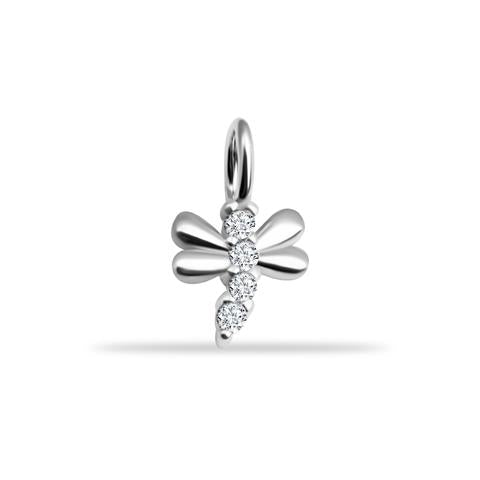 14 Ayar Altın Taşlı Yusufçuk Motifli Minimal Charm