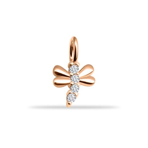 14 Ayar Altın Taşlı Yusufçuk Motifli Minimal Charm