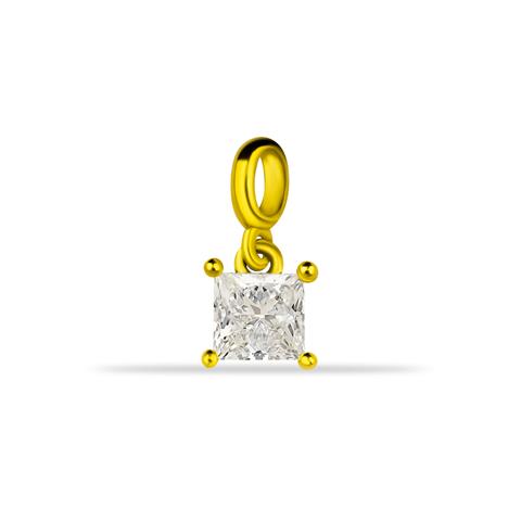 14 Ayar Altın Tek Kare Taş Minimal Charm