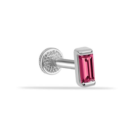 Dianora Piercing-14 Ayar Altın Tek Pembe Taşlı Minimal Tragus Piercing-Tragus Piercing-3-Milagron.com