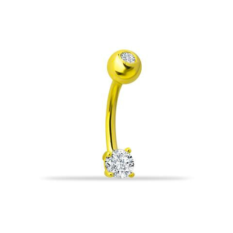 14 Ayar Altın Tek Taşlı Göbek Piercing