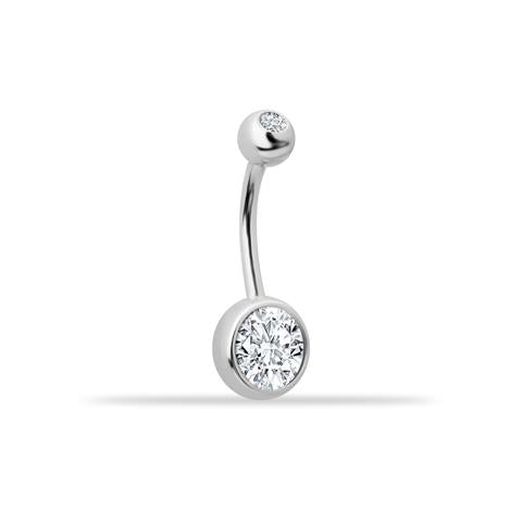 14 Ayar Altın Tek Taşlı Göbek Piercing